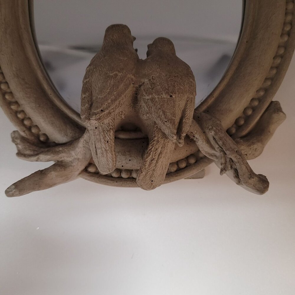 Raz Imports Distressed Birds Oval Resin Mirror Standing 8.5'' Gray New - Picture 5 of 11